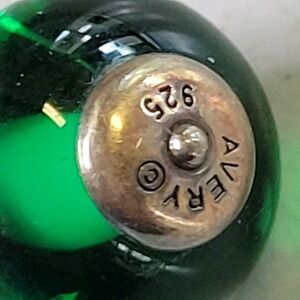 James Avery Retired Silver‎ Rare Four Leaf Clover Finial Green Glass Art Bead